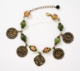 Connemara Marble Castles of Ireland Charm Bracelet, 6-3/4"L